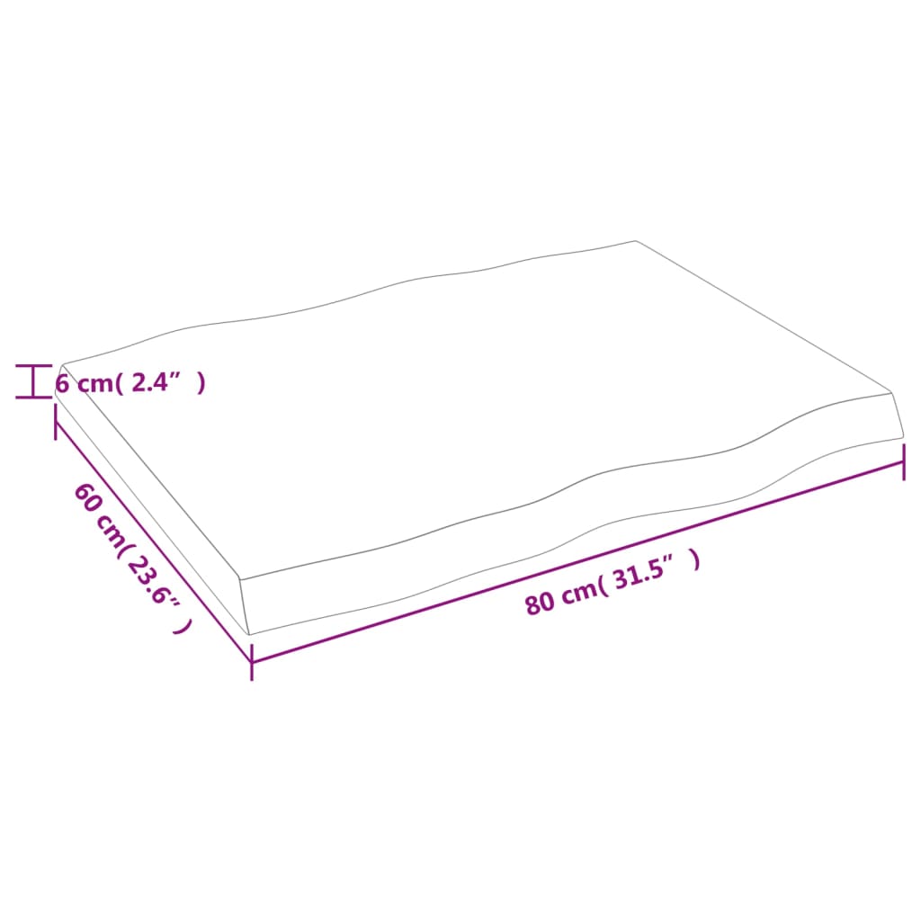 Stolní Deska Světle Hnědá 80X60X(2-6)Cm Ošetřený Dub Živá Hrana