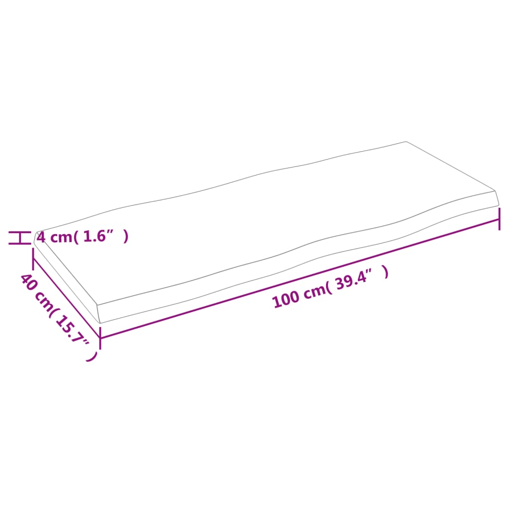 Stolní Deska Hnědá 100X40X(2-4)Cm Ošetřený Dřevo Živá Hrana