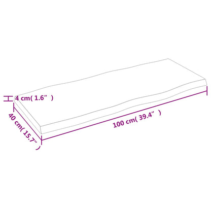 Stolní Deska Hnědá 100X40X(2-4)Cm Ošetřený Dřevo Živá Hrana