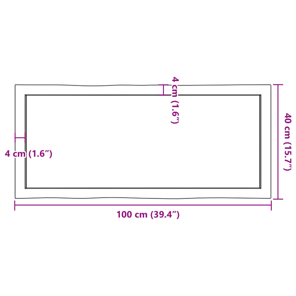 Stolní Deska Hnědá 100X40X(2-4)Cm Ošetřený Dřevo Živá Hrana