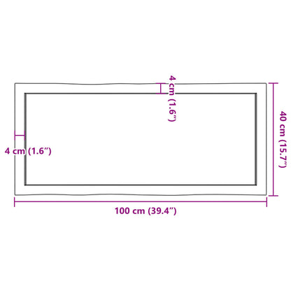 Stolní Deska Hnědá 100X40X(2-4)Cm Ošetřený Dřevo Živá Hrana