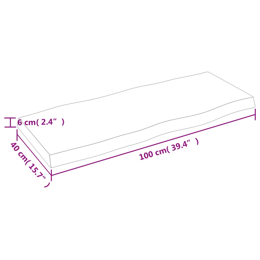 Stolní Deska Hnědá 100X40X(2-6)Cm Ošetřený Dřevo Živá Hrana