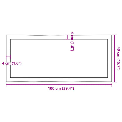 Stolní Deska Hnědá 100X40X(2-6)Cm Ošetřený Dřevo Živá Hrana