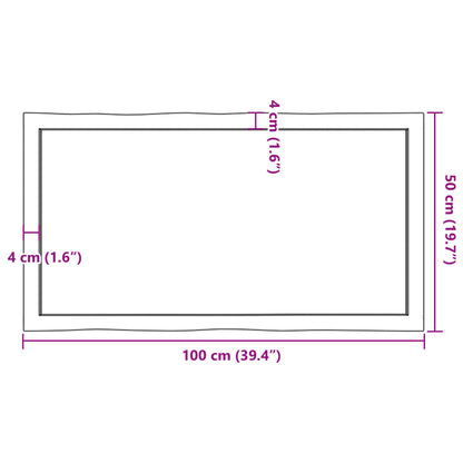 Stolní Deska Hnědá 100X50X(2-6)Cm Ošetřený Dřevo Živá Hrana