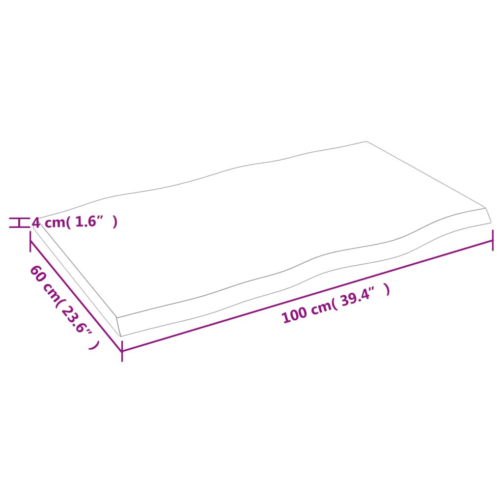 Stolní Deska Hnědá 100X60X(2-4)Cm Ošetřený Dřevo Živá Hrana