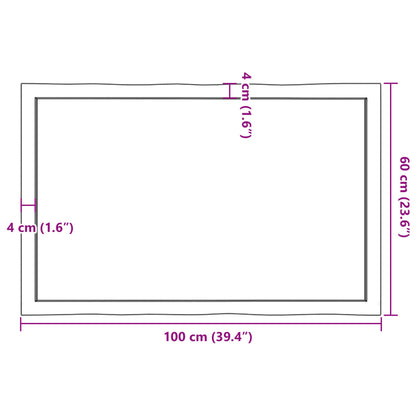 Stolní Deska Hnědá 100X60X(2-4)Cm Ošetřený Dřevo Živá Hrana