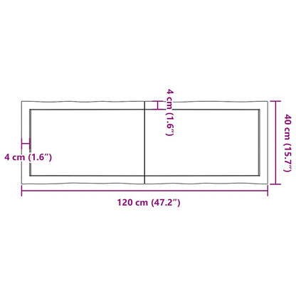 Stolní Deska Hnědá 120X40X(2-4)Cm Ošetřený Dřevo Živá Hrana