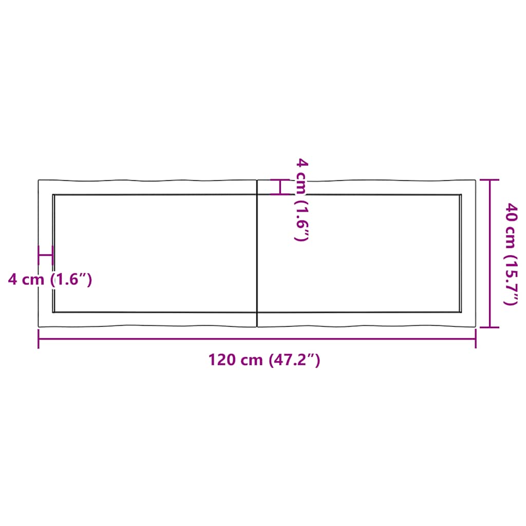 Stolní Deska Hnědá 120X40X(2-4)Cm Ošetřený Dřevo Živá Hrana