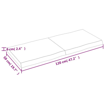 Stolní Deska Hnědá 120X50X(2-6)Cm Ošetřený Dřevo Živá Hrana