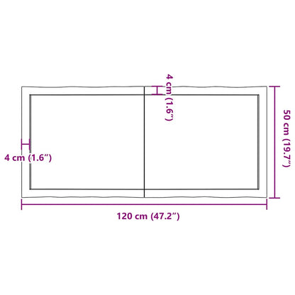 Stolní Deska Hnědá 120X50X(2-6)Cm Ošetřený Dřevo Živá Hrana