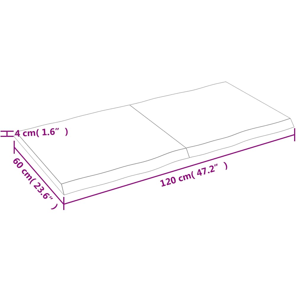 Stolní Deska Hnědá 120X60X(2-4)Cm Ošetřený Dřevo Živá Hrana