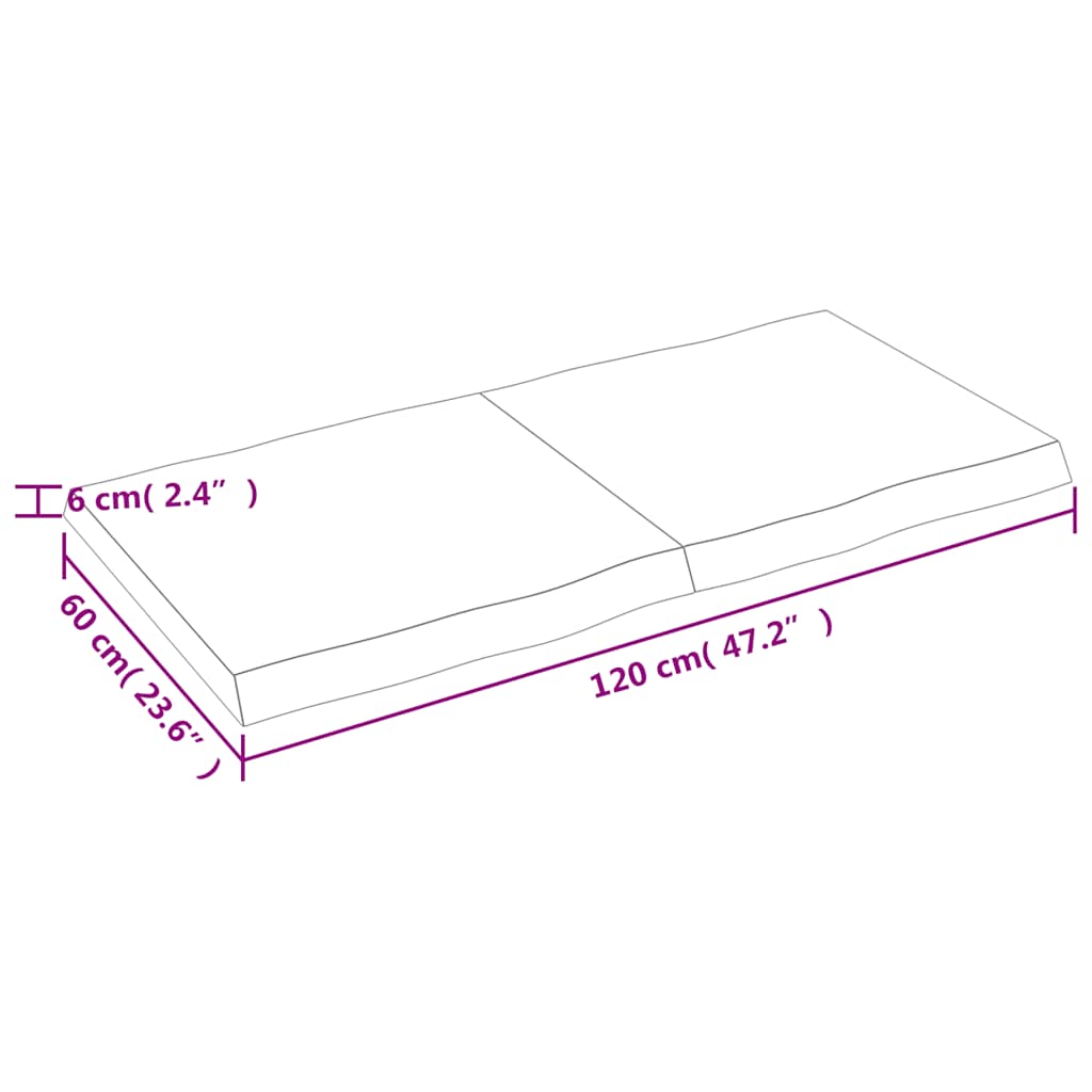 Stolní Deska Hnědá 120X60X(2-6)Cm Ošetřený Dřevo Živá Hrana