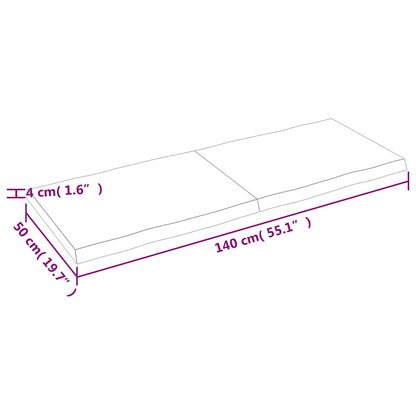 Stolní Deska Hnědá 140X50X(2-4)Cm Ošetřený Dřevo Živá Hrana