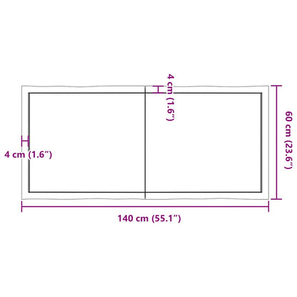 Stolní Deska Hnědá 140X60X(2-6)Cm Ošetřený Dřevo Živá Hrana