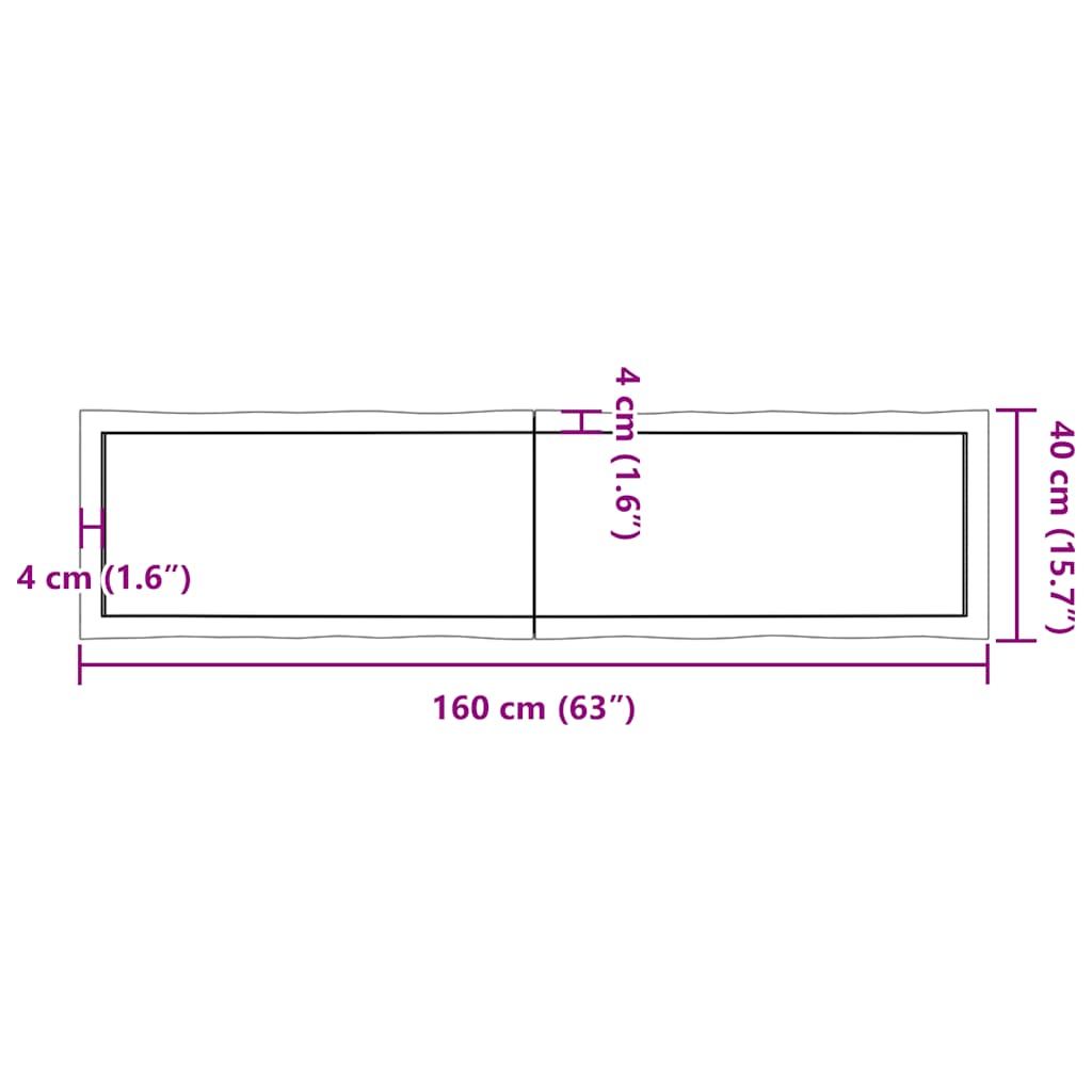 Stolní Deska Hnědá 160X40X(2-4)Cm Ošetřený Dřevo Živá Hrana