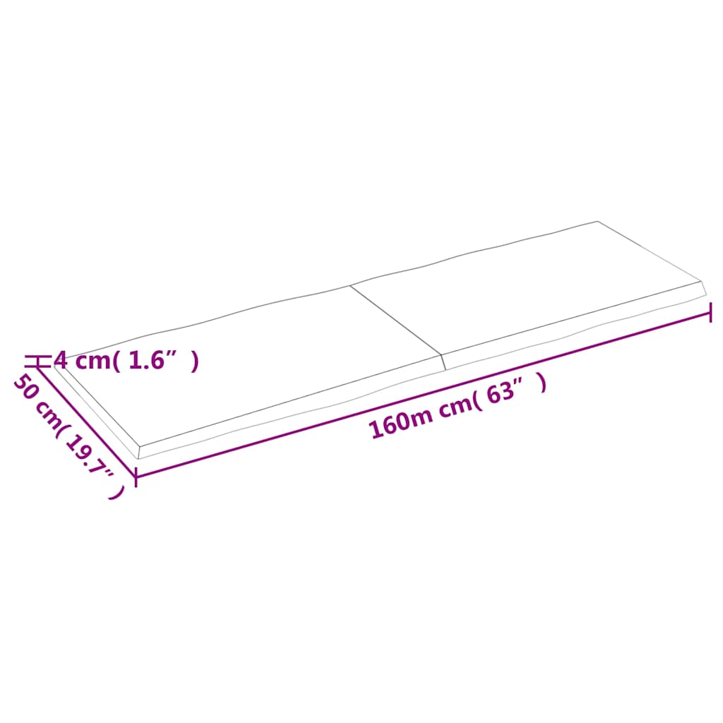 Stolní Deska Hnědá 160X50X(2-4)Cm Ošetřený Dřevo Živá Hrana