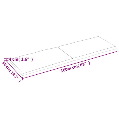 Stolní Deska Hnědá 160X50X(2-4)Cm Ošetřený Dřevo Živá Hrana
