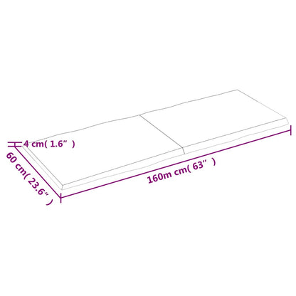 Stolní Deska Hnědá 160X60X(2-4)Cm Ošetřený Dřevo Živá Hrana