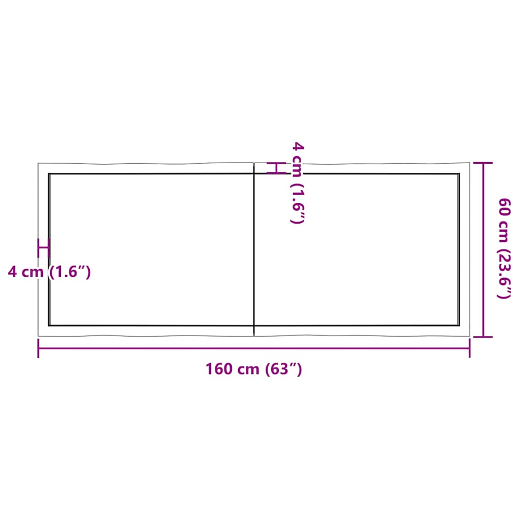 Stolní Deska Hnědá 160X60X(2-4)Cm Ošetřený Dřevo Živá Hrana