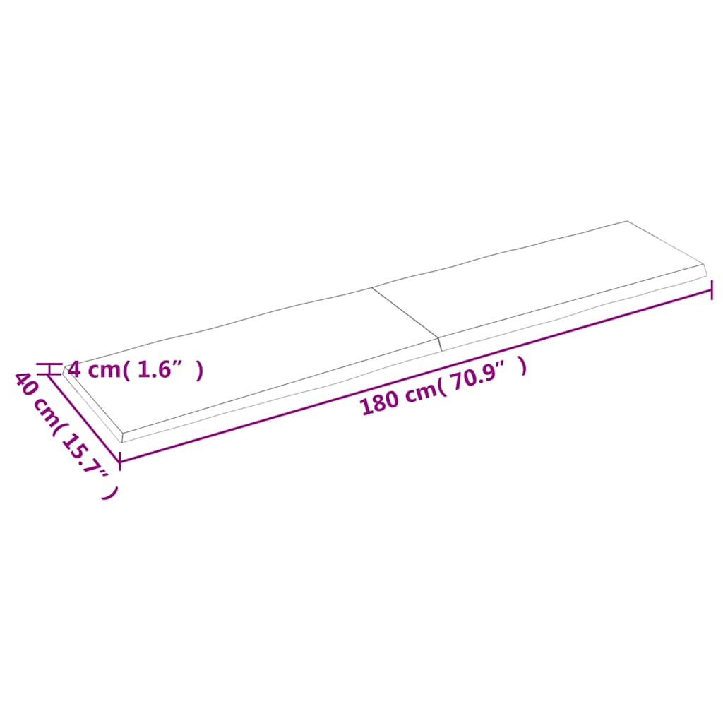 Stolní Deska Hnědá 180X40X(2-4)Cm Ošetřený Dřevo Živá Hrana