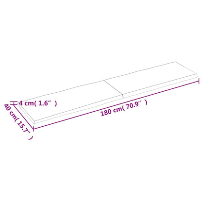 Stolní Deska Hnědá 180X40X(2-4)Cm Ošetřený Dřevo Živá Hrana