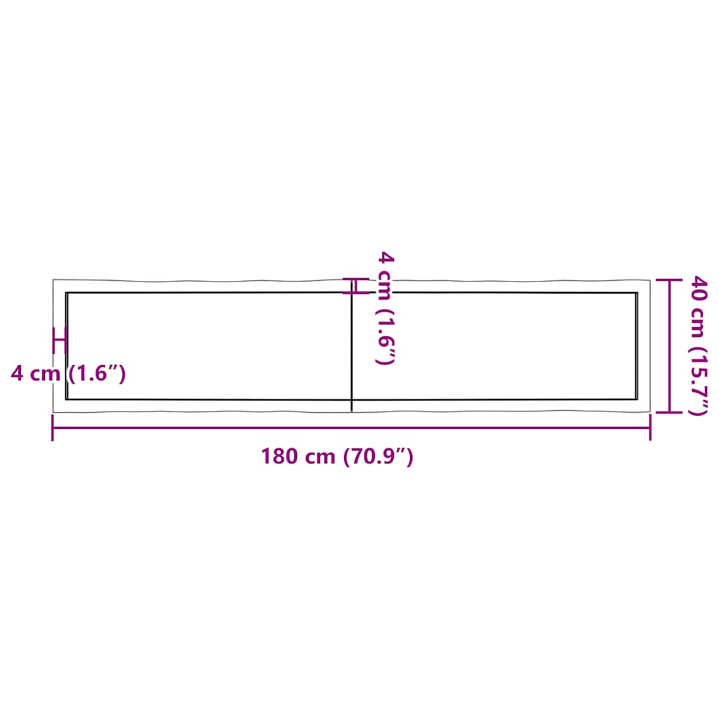 Stolní Deska Hnědá 180X40X(2-4)Cm Ošetřený Dřevo Živá Hrana