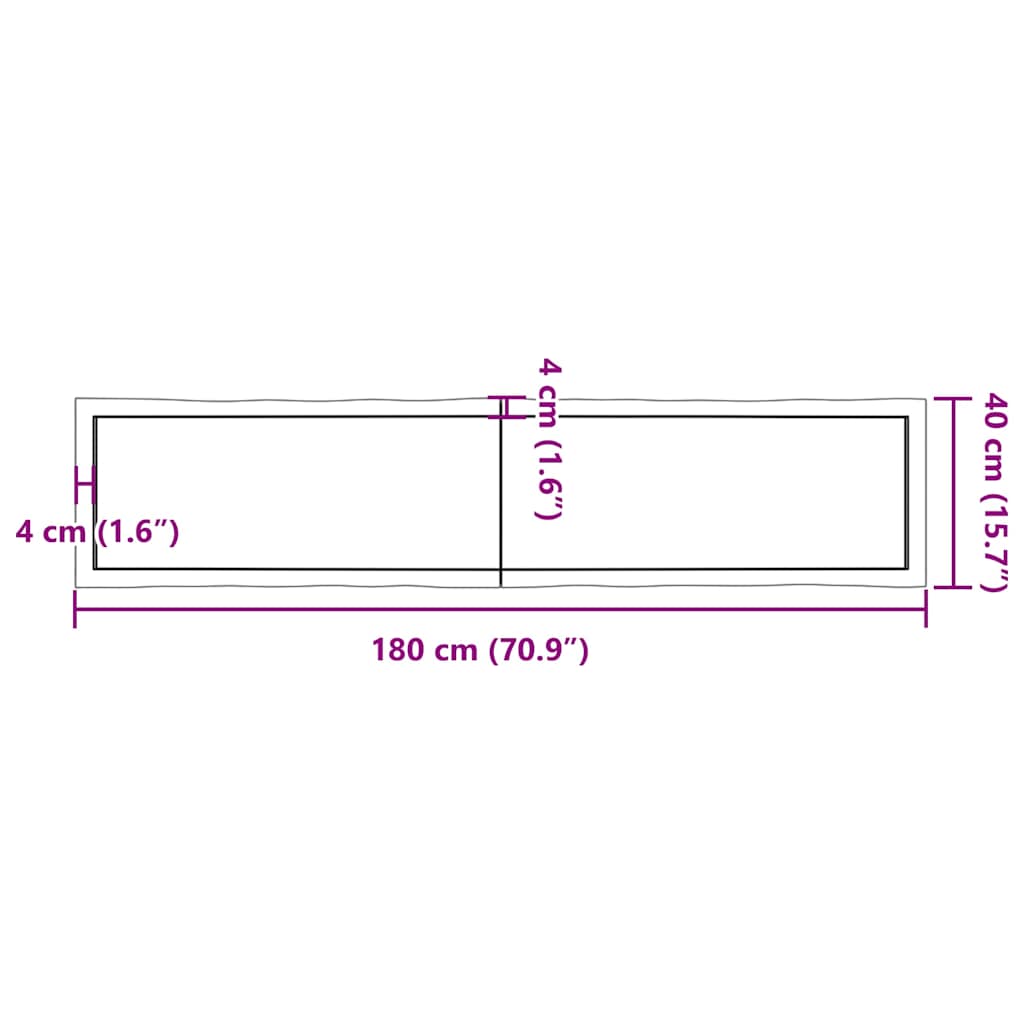 Stolní Deska Hnědá 180X40X(2-4)Cm Ošetřený Dřevo Živá Hrana