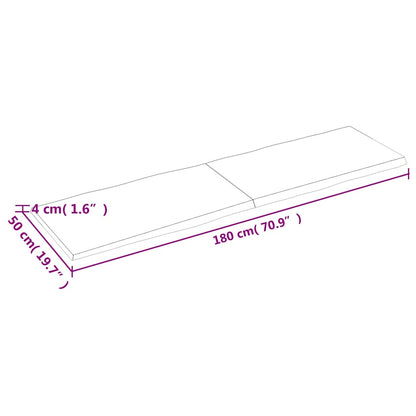 Stolní Deska Hnědá 180X50X(2-4)Cm Ošetřený Dřevo Živá Hrana