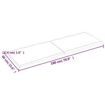 Stolní Deska Hnědá 180X60X(2-4)Cm Ošetřený Dřevo Živá Hrana