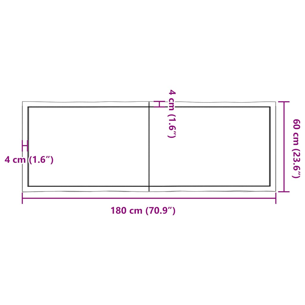 Stolní Deska Hnědá 180X60X(2-4)Cm Ošetřený Dřevo Živá Hrana