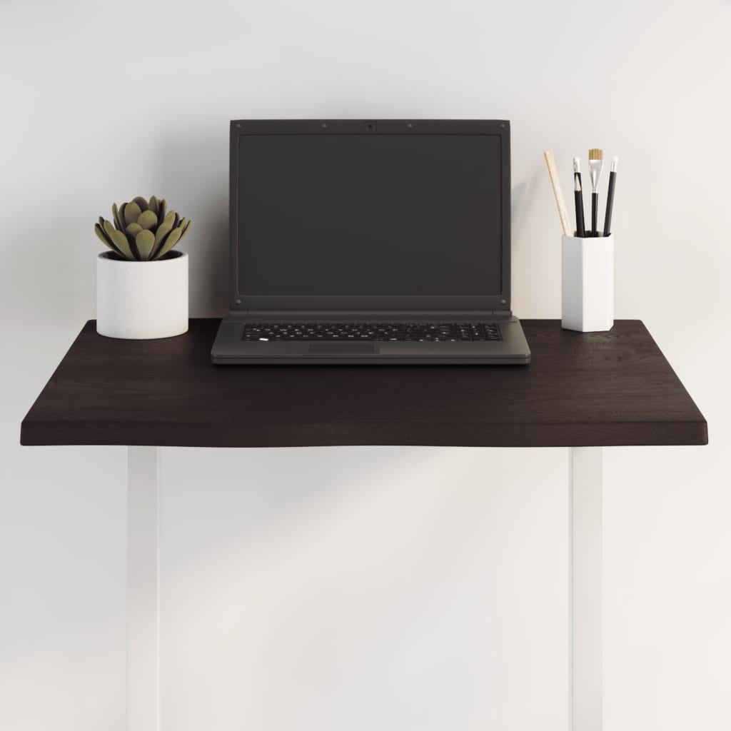 Stolní Deska Ošetřený Dub Živá Hrana Tmavě Hnědá