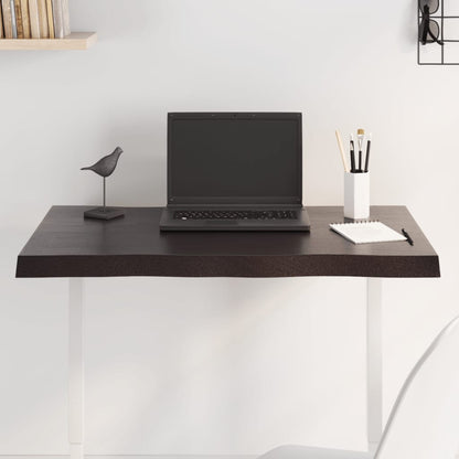 Stolní Deska Ošetřený Dub Živá Hrana Tmavě Hnědá