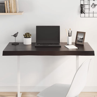 Stolní Deska Ošetřený Dub Živá Hrana Tmavě Hnědá