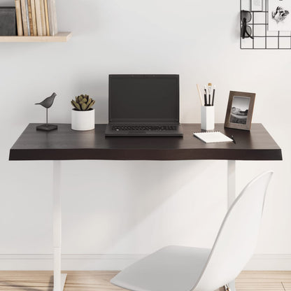 Stolní Deska Ošetřený Dub Živá Hrana Tmavě Hnědá