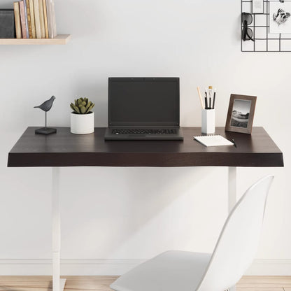 Stolní Deska Ošetřený Dub Živá Hrana Tmavě Hnědá