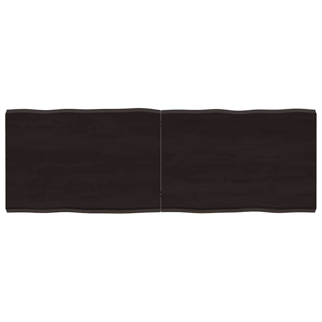 Stolní Deska Ošetřený Dub Živá Hrana Tmavě Hnědá