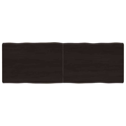 Stolní Deska Ošetřený Dub Živá Hrana Tmavě Hnědá