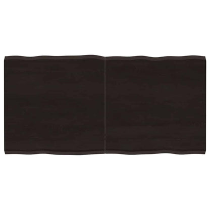 Stolní Deska Ošetřený Dub Živá Hrana Tmavě Hnědá