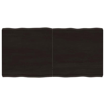 Stolní Deska Ošetřený Dub Živá Hrana Tmavě Hnědá