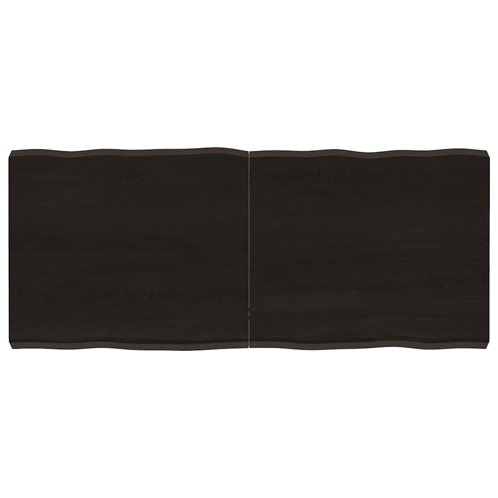 Stolní Deska Ošetřený Dub Živá Hrana Tmavě Hnědá