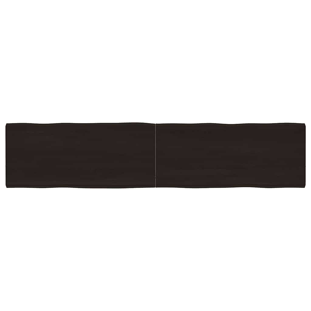 Stolní Deska Ošetřený Dub Živá Hrana Tmavě Hnědá