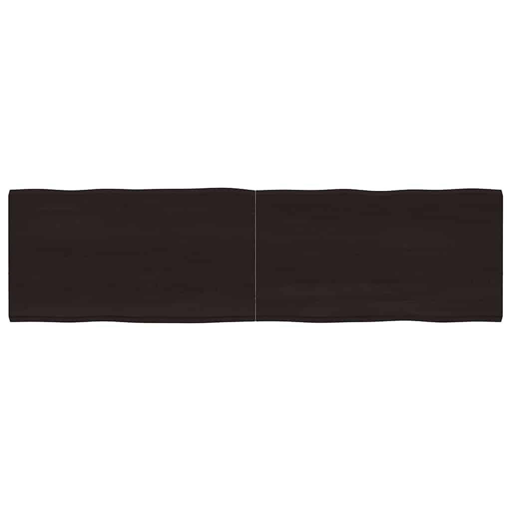 Stolní Deska Ošetřený Dub Živá Hrana Tmavě Hnědá