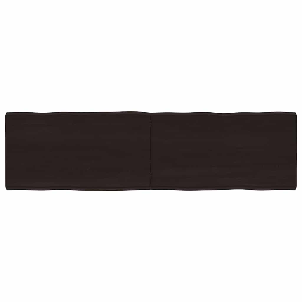 Stolní Deska Ošetřený Dub Živá Hrana Tmavě Hnědá