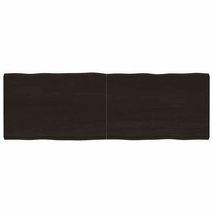 Stolní Deska Ošetřený Dub Živá Hrana Tmavě Hnědá