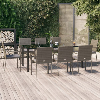 3Dílný Zahradní Jídelní Set S Poduškami Černý A Šedý Polyratan