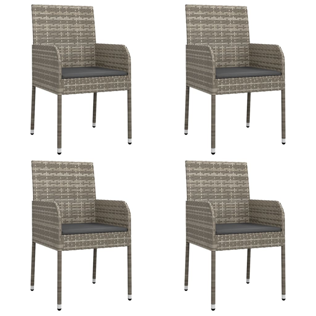 5Dílný Zahradní Jídelní Set S Poduškami Černý A Šedý Polyratan