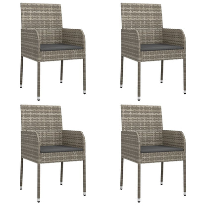 5Dílný Zahradní Jídelní Set S Poduškami Černý A Šedý Polyratan