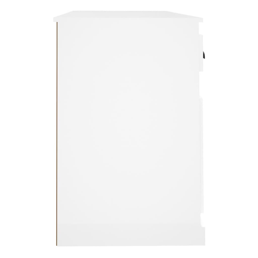 Psací Stůl Se Skříňkou Bílý S Vysokým Leskem Kompozitní Dřevo