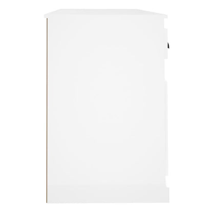 Psací Stůl Se Skříňkou Bílý S Vysokým Leskem Kompozitní Dřevo