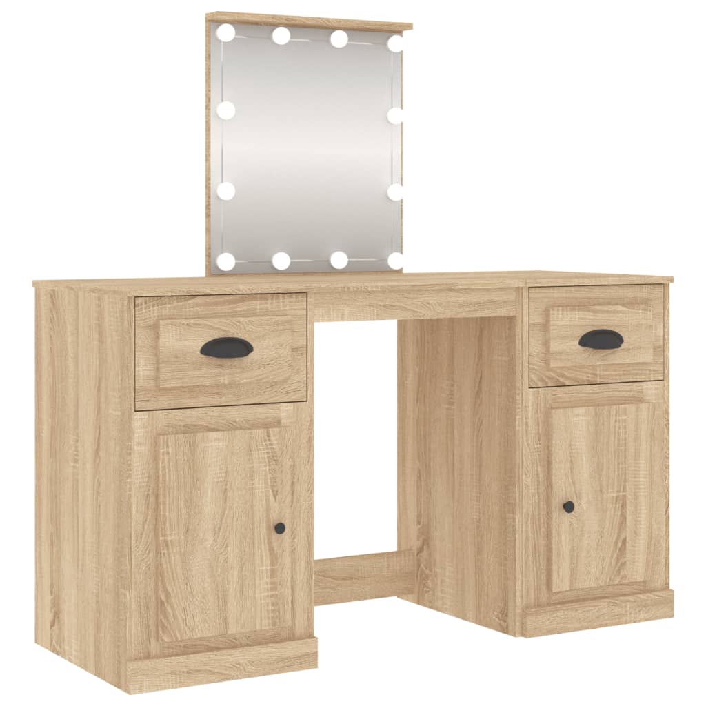 Toaletní Stolek S Led Dub Sonoma 130 X 50 X 132,5 Cm